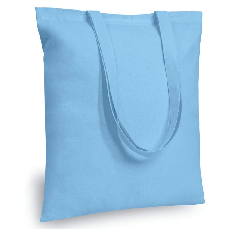 TOPDesign 24-Pack Economical 16"x15" Baby Blue Cotton Tote Bag, Lightweight Medium Reusable Grocery Shopping Cloth Bags, Suitable for DIY, Advertising, Promotion, Gift, Activity - Image 1